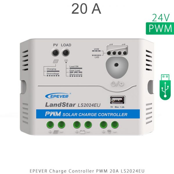 شارژ کنترلر 20A و 24V مدل LS2024EU سری PWM برند EPEVER
